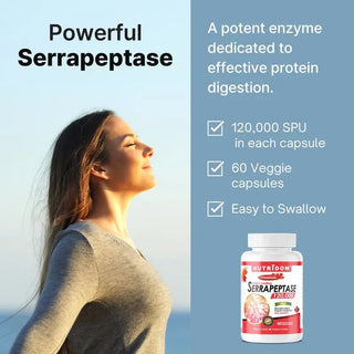 Serrapeptase 120000 SU proteolytic enzyme supplement bottle