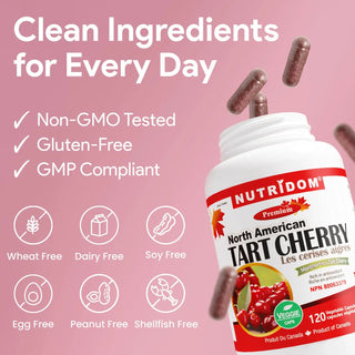 Tart cherry extract daily wellness supplement capsules