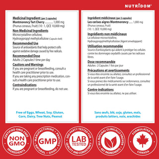 Tart cherry extract supplement facts label 10 to 1 ratio