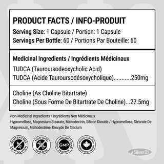 Tauroursodeoxycholic acid TUDCA 250 mg capsules 60 count