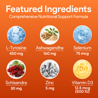 Thyroid Support | Iodine, L-Tyrosine, Selenium, Ashwagandha & Zinc | 60 Vcaps