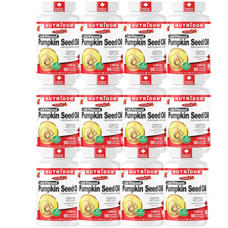 Nutridom Pumpkin Seed Oil 1000mg | Cold Pressed | Omega-6 & Oleic Acid | 90 Veggie Softgels -12 Pack