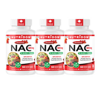 Nutridom NAC 600mg | Antioxidant & Detox Support | 60 Vcaps - 3 Pack