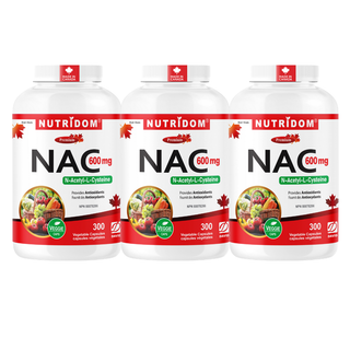 Nutridom NAC 600mg | Antioxidant & Detox Support | 300 Vcaps - 3 Pack
