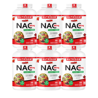 Nutridom NAC 600mg | Antioxidant & Detox Support | 300 Vcaps - 6 Pack