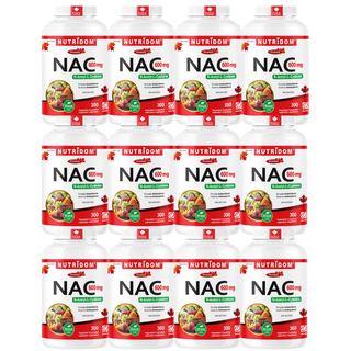 Nutridom NAC 600mg | Antioxidant & Detox Support | 300 Vcaps - 12 Pack