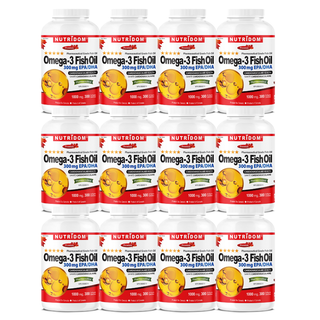 Nutridom Omega-3 Fish Oil 1000mg | High-Potency EPA & DHA | 300 Softgels - 12 Pack