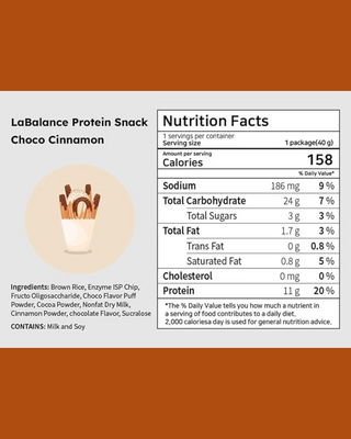 LaBalance High Protein Snack | Chocolate Cinnamon Flavour | 11g Protein | 40g Pack