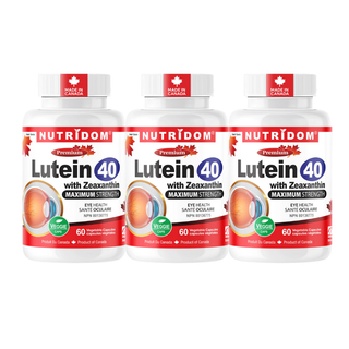 Nutridom Lutein 40 mg + Zeaxanthin 5 mg | Marigold Flower Extract | 60 Vcaps - 3 Pack
