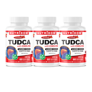 Nutridom Tudca with Choline | Purified Conjugated Bile Salt | 60 Vcaps - 3 Pack