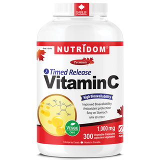 Nutridom Vitamin C 1000mg | Time Release | High Bioavailability | 300 V-Capsules
