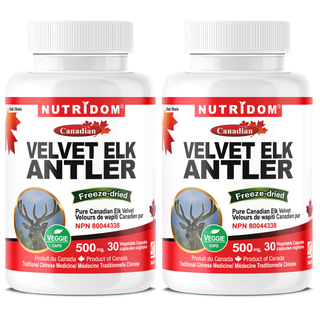 Velvet Elk Antler 500mg | Canadian Sourced | Freeze Dried | High Potency | 2 Pack