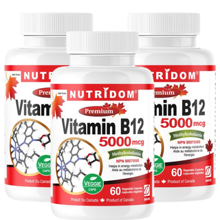 Vitamin B12 5000mcg | Methylcobalamin | 3 Pack | 180 Vegan Capsules