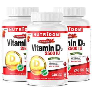 Vitamin D3 2500 IU with MCT Oil | 240 Softgels | 3-Pack