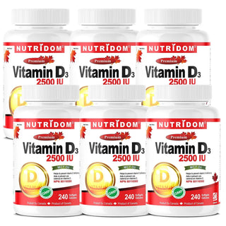 Vitamin D3 2500 IU with MCT Oil | High Absorption | 240 Softgels | 6 Pack
