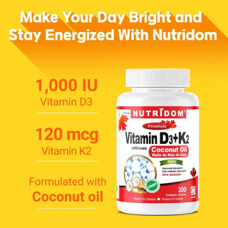 Vitamin D3 K2 supplement bottle 300 softgels