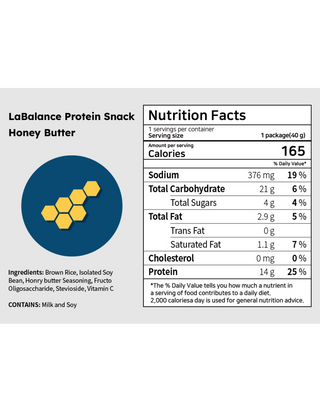 LaBalance Vegan High Protein Snack | 14g Soy | Gluten Free | Honey Butter Flavour | 40g Pack