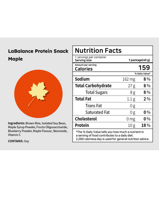 LaBalance Maple Syrup Protein Snack | Vegan | 10g Soy | Gluten Free | 40g Pack