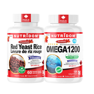 Nutridom Cholesterol Set | Lipid Support | Omega-3 1200 rTG + Red Yeast Rice with Policosanol