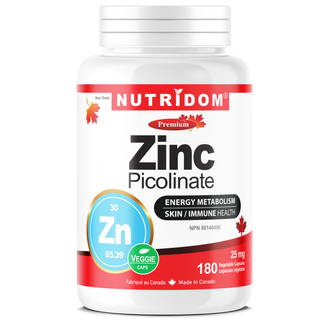 Zinc Picolinate 25mg | Energy Metabolism | Immune Function | Healthy Skin | 180 Vcaps
