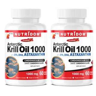 Antarctic Krill Oil 1000mg | Phospholipid Omega-3 with Astaxanthin | 2 Pack (120 Softgels)
