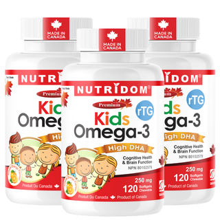 Kids Omega-3 | Fish Oil with High DHA | Natural Orange Flavour | Chewable Softgels 120 Count | 3 Pack