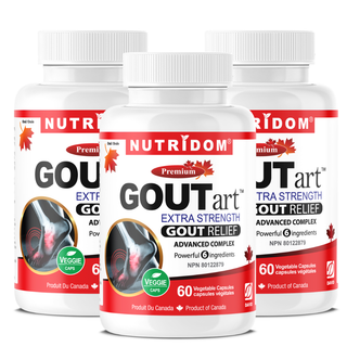 Nutridom GOUTart | Cerise acidulée, curcumine, graines de céleri, griffe du diable, vitamine C et bromélaïne | 60 gélules végétales - Lot de 3