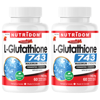 L-Glutathione 743mg | Reduced GSH | Fermented Antioxidant | 2 Pack
