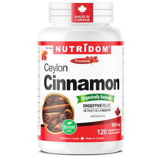Organic Ceylon Cinnamon 600mg | Cinnamomum verum | Carminative and Digestive Support | 120 Vcaps