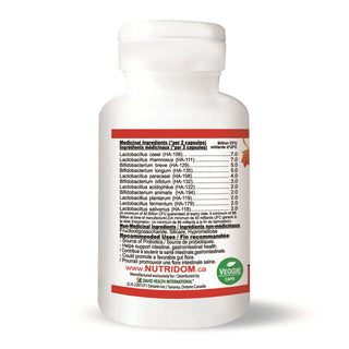 Bottle of Nutridom supplement with label on a white background