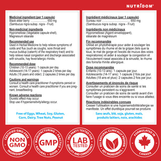 Nutridom Black Elderberry 650mg | Premium Sambucus nigra | 120 Vcaps