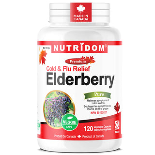 Nutridom黑接骨木莓650mg（120粒胶囊），加拿大制造，高品质，增强免疫系统，减少感冒和流感症状，富含抗氧化剂，支持心脏健康，促进皮肤健康。