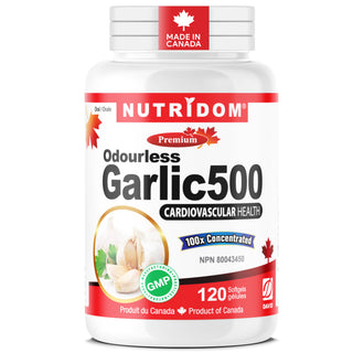 Nutridom无味大蒜 5mg（500mg QCE）（120粒软胶囊），加拿大制造，高品质，支持心脏健康，增强免疫系统，降低血压，支持骨骼健康，促进血液循环

