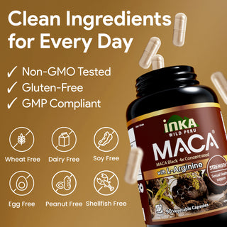 Inka Maca Black Maca with L-Arginine | Performance & Circulation Support | 60 Capsules