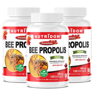 Nutridom Bee Propolis, 500 mg, 120 Veggie Capsules - 3 PACK - CAFORIA.CA