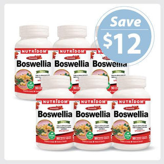 Nutridom Boswellia Serrata, 40% Boswellic Acids, 90 Veggie Capsules - 6 PACK - CAFORIA.CA