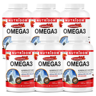 Nutridom Canadian Harp Seal Oil Omega - 3, 1000mg, DHA, EPA, DPA, 300 Softgels - 6 PACK - CAFORIA.CA