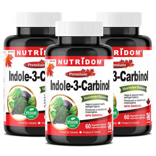 Nutridom Indole - 3 - Carbinol, I - 3 - C, 400 mg, Hormone Balance, 60 Veggie Capsules - 3 PACK - CAFORIA.CA