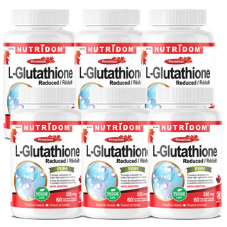 Nutridom L - Glutathione 250 mg, Fermented, 60 Veggie Capsules - 6 PACK - CAFORIA.CA