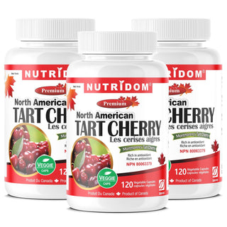 Nutridom Tart Cherry, Montmorency Whole Fruit Extract, 500 mg, 120 Veggie Capsules - 3 PACK - CAFORIA.CA