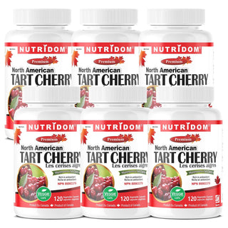 Nutridom Tart Cherry, Montmorency Whole Fruit Extract, 500 mg, 120 Veggie Capsules - 6 PACK - CAFORIA.CA