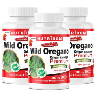 Nutridom Wild Oregano Oil, 200 mg, 30 Softgels - 3 PACK - CAFORIA.CA