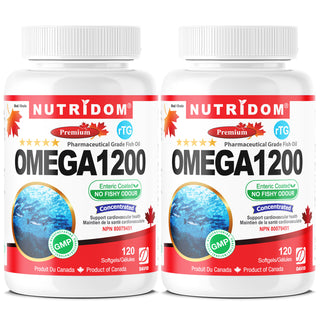 뉴트리돔 오메가 1200 피쉬 오일 | IFOS 5스타 | rTG 포뮬러 | 120캡슐 | 캐나다산