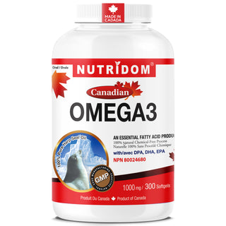 Nutridom Omega-3 | 1000 mg Canadian Harp Seal Oil | Natural DPA | 300 Softgels