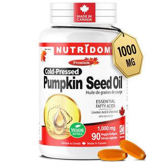 Pumpkin Seed Oil 1000 mg | Linoleic & Oleic Acid | Cold Pressed 90 Softgels