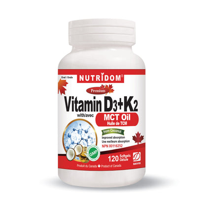 Nutridom Vitamin D3+K2 with MCT Oil (Softgels)