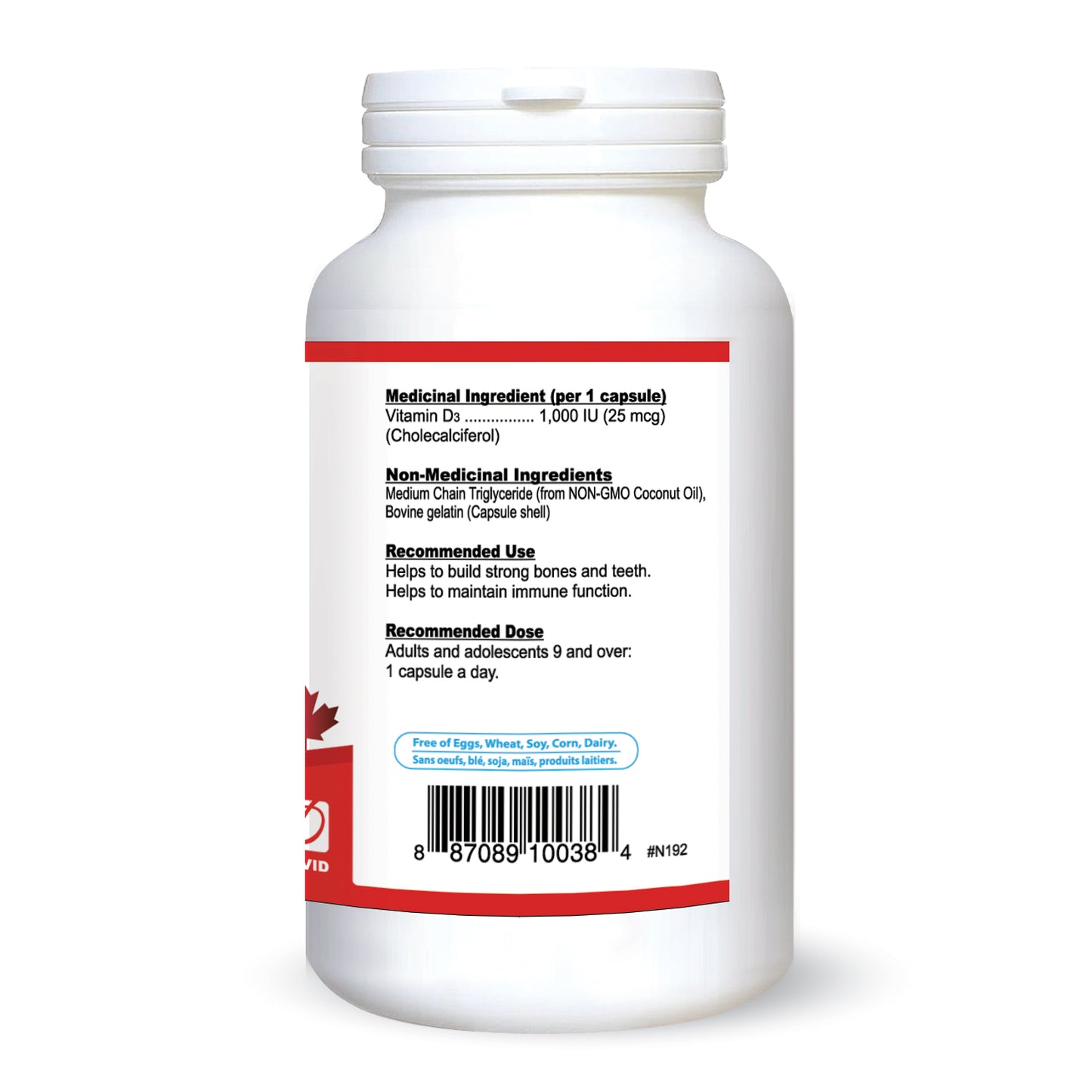 Nutridom Vitamin D3 1000IU with MCT Oil (500 Softgels)