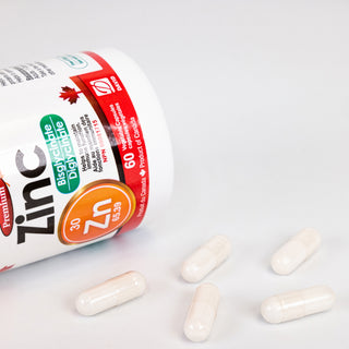 Nutridom 锌双甘氨酸盐 30 毫克（60 粒胶囊）加拿大制造，高品质，支持免疫力、皮肤健康、激素、生殖健康和整体健康