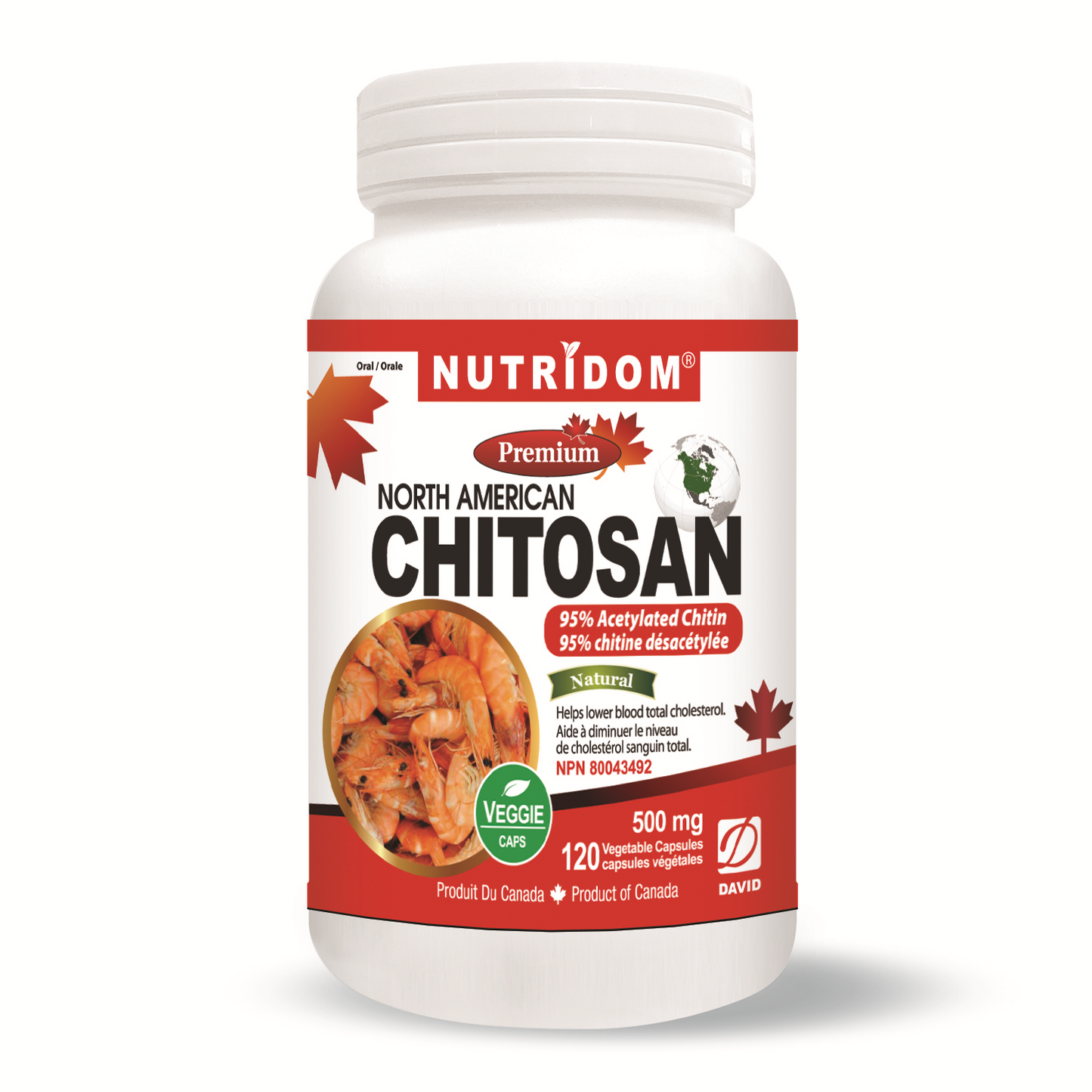 Nutridom Chitosan Extract 95% Acetylated Chitin (120 Veggie Capsules)
